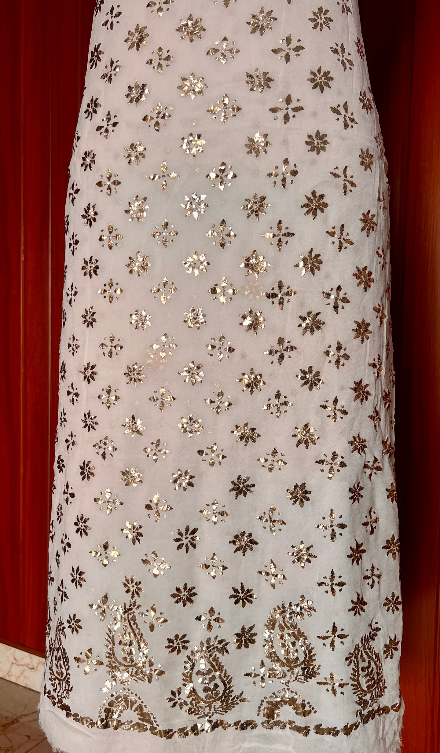 Off white badla Work Kurta and Dupatta Set